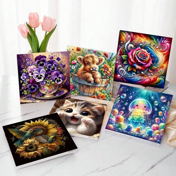 1pc Multi-Color Frameless Digital Oil Painting Kit (40x40cm/16x16in) With Paints And Paintbrush, DIY Animal Design Simple And Easy Acrylic Painting Set, Best Gift For Mother's Day Stress Relief, Suitable For Art Painting Beginners, Adults, Home Room Decoration Artcrafts
