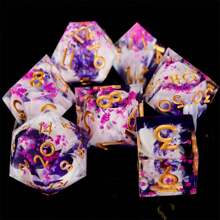 Exquisite Resin Gold Foil Dice Set, Complex Design, Multi-Faceted Shapes Including D20 - Ideal For Role Playing Games And Cthulhu Board Games