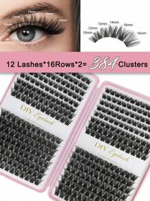 PALM LASHES 384PCS Lashes Clusters Individual Lashes DIY Lash Extensions Book, D Curl Lash Clusters Eyelash Extension At Home