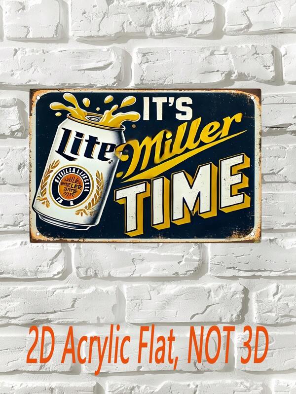 2D Flat, 1pc Vintage "It's Time" Metal Sign - 7.87x11.81 Inches Humorous Art Wall Decor, Iron Sheet Suitable For Patio, Bar, Farmhouse, Restaurant, Cafe, Home, Garage, Holiday Decoration - Multipurpose, English, Wall Mounting