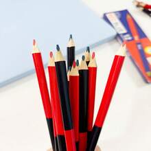 12pcs Red & Blue Colored Double-Ended Drawing Pencils, Wooden Stationery For Learning Back To School