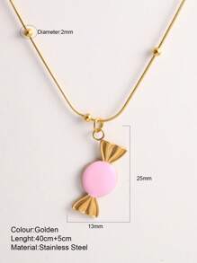 1 pieza Collar con colgante de caramelo de color dopamina, adecuado para uso diario por niñas en verano, vacaciones y fiestas en la playa