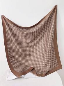 1pc 90cm Geometric Print Imitation Silk Twill Square Scarf, Fashionable Women Bandana Style Women Shawl, Versatile Accessory And Sunscreen Cover - Multicolor - View 8