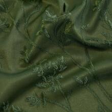 1 Panel Bohemian French Green Plant Jacquard Semi-Sheer Curtain, Rod Pocket, Modern Textured Fabric, Light Filtering, Home Decor For Bedroom, Living Room, Balcony