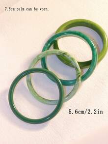 Juego de 4 Pulseras Elegantes de Estilo Retro, Diseño Minimalista, Adecuadas para Uso Casual, Joyería de Moda para Mujer, Acrílico, Ideales para Eventos Diarios y Fiestas Durante Todo el Año - Amarillo 2 - Ver 6