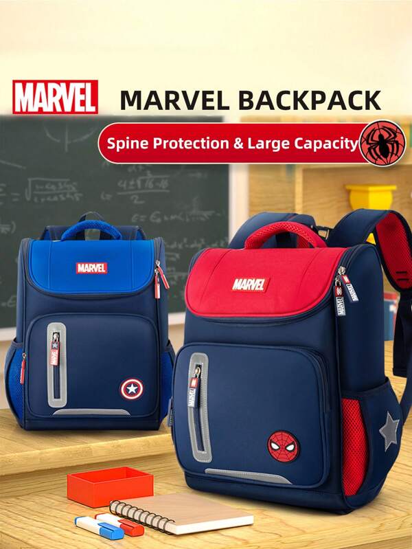 Disney Disney Children's Schoolbag Boys Primary School Students Boys 1,2,3,4 Children's Boys Spider-Man Lightweight Breathable Backpack Large Capacity Large Opening Opening School Reduced Spine Protecting Shoulder Bag
