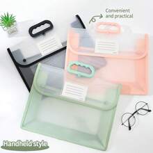 1pc A4 Double-Layer Handbag For Students, Transparent Thickened Multi-Function File Folder, PVC Waterproof Study Pouch, Large Capacity, Minimalist Desk Organizer, Stationery Supplies Subject Classification Bag, Suitable For Daily Commuting,Back To School,School Supplies