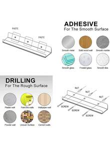 Estantes de acrílico transparente, 2 paquetes de estantes flotantes de pared de 15 pulgadas, estantes de pared para baño, estantes de baño invisibles transparentes, estantería decorativa para el hogar - transparente - Ver 3