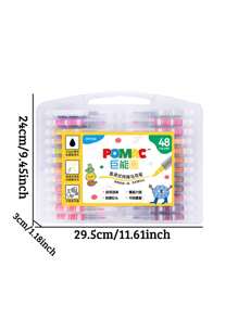 48 Color Acrylic Marker,Portable Plastic Box Set,Direct Liquid Soft Flexible Head,Brightly Colored For Stackable Colors,Washable Doodle Drawing,Handwriting,Learning Markers Students School Supplies Stationery School Supplies,Back To School