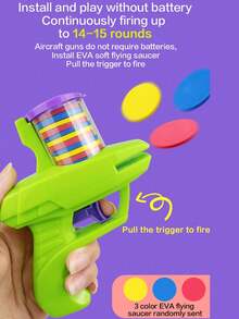 EVA 泡沫软弹玩具枪，附带 10-15 个软弹盘，户外互动射击玩具枪，生日/万圣节/圣诞节礼物（部分配件颜色随机发货，手工测量可能存在轻微测量误差） - 彩色 - 查看 3