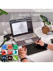 8192 niveaux de pression 8 touches express Tablette graphique légère, convenant pour Windows, compatible OTG pour la création artistique, l'esquisse, la conception et l'enseignement, zone active de 7,6 x 5,6 pouces avec système d'équilibrage d'inclinaison et taux de rapport de 266 PPS pour une expérience de dessin fluide