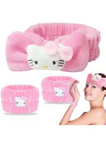 Sanrio 1pc Hello Kitty Kawaii Spa Headband - Soft Fluffy Hair Band For Women, Cute Makeup Headband For Skincare, Washing, Party & Shower (Sanrio Collection)