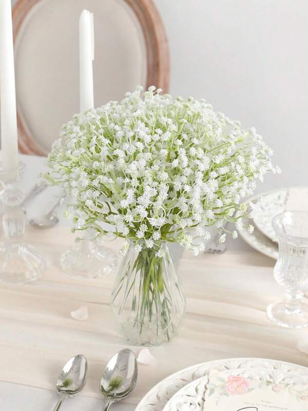 30 Pcs White Artificial Baby's Breath Flowers, Suitable For Wedding Bouquet, Bridal Bouquet, Home Decor, Party & Holiday Gifts