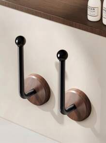 1pc Walnut Wooden Wall Mounted Hook Without Drilling, Fashion Style, Strong Adhesive, Easy Install,Rustic Decorative Hooks For Hanging Coats, Towels, Keys, Bags,For Entryway, Bathroom, Door - Heavy Duty Wooden Hooks,Over-The-Door Hanger Hook,Home Storage Hooks, Kitchen Storage Hooks, Bathroom Storage Hooks