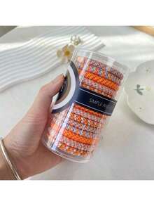 Conjunto de 15 elásticos de cabelo trançados de alta elasticidade, elásticos básicos para rabo de cavalo, elástico grosso, prendedores de rabo de cavalo esportivos, nova cor damasco, elásticos de cabelo de alta qualidade, acessórios para cabelo, faixa elástica. - Multicolorido - Ver 15