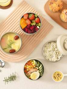 niceforyou 1 hộp cơm bento cách nhiệt bằng thép không gỉ, hộp đựng thức ăn tái sử dụng dành cho học sinh/nhân viên văn phòng, dùng được trong lò vi sóng, phù hợp cho nhà bếp, hoạt động ngoài trời và phụ kiện nấu nướng, quà tặng Giáng sinh/mùa tựu trường. - Nhiều màu - Xem 5