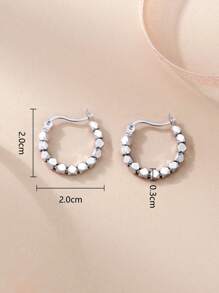 1Pair Minimalist 925 Sterling Silver Hoop Earrings Geometric Cutting Design For Women Daily Wear,Vacation Wear,Birthday Gifts