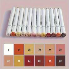 12 Colors Skin Tone Double-Head Marker Marker Set For Art Creation - Fine And Wide Nibs For School And Office Use - Perfect For Artists, Students And Professionals School Supplies,Back To School