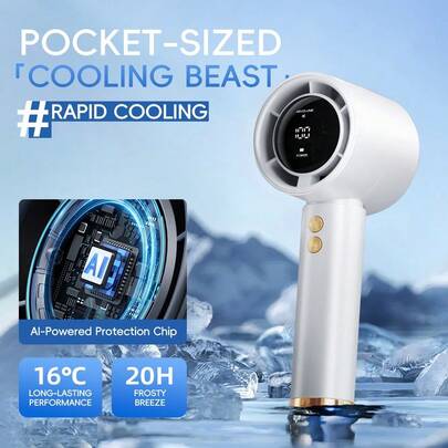 1pc Portable Handheld Fan, Adjustable 100-Speed Wind, Suitable For Desk, Office, Outdoor Use, Compact & Convenient