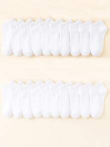 20 双女式纯色低帮船袜，女士短袜，白色，吸湿排汗