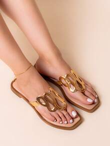 sandalia  Playa  Tropical  Animal  Lazo  Zigzag  Figuras  Serpiente  Vacación  Elegante  De moda  Básico  Playa  Casual  Sexy  Al aire libre  Fabulosa  TPU      mujer  Playa  Vacaciones  Fiesta  Vacación  Casa  Exterior  verano - Dorado - Ver 2