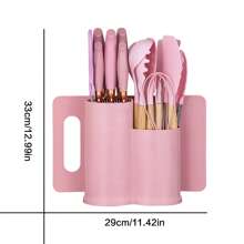 19pcs Silicone Kitchen Utensil Set With Wooden Handles, Heat-Resistant Non-Stick Cooking Tools, Includes Elegant Knives And Storage Organizer- Easy Cooking & Cleaning For Home And Kitchen Light Green