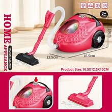 厨房电器玩具套装，包含咖啡机、搅拌机、搅拌器和烤面包机，具有逼真的灯光和声音，适合 4-8 岁儿童，洋红色 - 彩色 - 查看 14