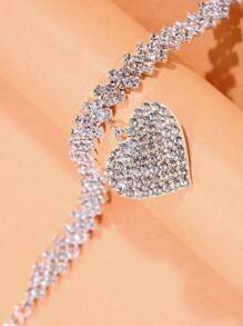 1PC Women's Simple And Premium Copper Inlaid Rhinestones Love Foot Chain Bracelet Accessories Wedding Party Fashion Jewelry