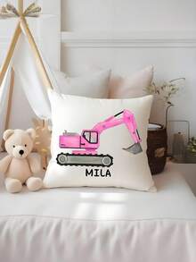 定制儿童挖掘机枕套 - 双面印花，个性化照片/文字/姓名，装饰性抱枕套，个性化靠垫套，理想的儿童礼物和生日礼物 - 彩色 - 查看 14