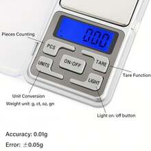 1pc Portable Electronic Jewelry Scale, Digital Carat Scale, Clear LCD Display, With Tare, On/Off And Backlight Buttons, Transparent Housing, Stainless Steel Pan, 200g/0.01g Precision, Suitable For Home, Office And Travel Use, 2 AAA Batteries Required (Not Included) - 彩色 - 查看 4