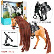 1 Set Farm Model Toys, Horse Model Size Around 6 Inches, Brushable Horse Hair, DIY Toy Set, White And Brown Horse Available, Farm Horse Stable Animal Model Set, Gift For Boys Girls Christmas, Kids Pretend Play Toys, Festival Gift Toys (Random Color Accessories) - Multicolor - View 5