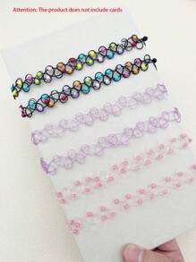 6 pièces Collier ras-du-cou élastique de style gothique pour fille, pour le port quotidien Y2K