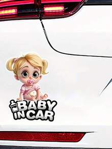 1pc Child Safety Warning Sticker, Suitable For Home & Vehicle - Smiling Baby & Cartoon Animal Pattern - Tear-Resistant PVC Material With UV Protection - "Caution: Child In Vehicle" Bumper Sticker, Applicable For All Weather Conditions (Spring/Summer/Autumn/Winter) - Multicolor - View 4