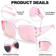 Oversized Polarized Fit Over Sunglasses For Women, Driving Shades To Wear Over Glasses UV Protection TS7519 Shade Going Out Outfit Outdoor Beach Seaside Vacation And Gift For Family And Friends - Multicolor - View 7