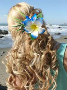 Clip de pelo de espuma floral artificial hawaiano, peine de pelo de orquídea bohemia apto para novia, boda, playa hawaiana, decoración de fiesta tropical. Peines para el cabello, lado del peine, artículos escolares, universidad