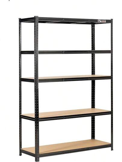 Rhino Racking – 5 Tier Heavy Duty Garage Shelving Unit – 200kg Load Weight Per Shelf - 1000kg Per Unit – 180x120x45cm - Black Storage Shelves – Shed Shelving