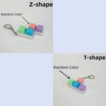 1pc Random Color & Chain Style Squeeze Stress Relief Fidget Cube Keyboard Key Pendant Toy