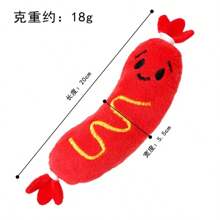 1 pièce Poupée en peluche sonore pour animaux de compagnie, poupée de chien, poupée de chat, hot-dog brodé, fournitures anti-morsure contre l'ennui