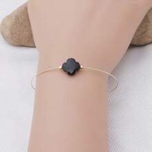 1 brazalete de acero inoxidable para mujer de moda con diseño abierto de piedra natural - geometría - Ver 42