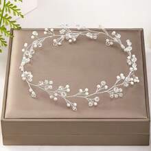 1pc Plant Elegant Glass Headband, Bridal Wedding Hair Accessory, Suitable For All Seasons