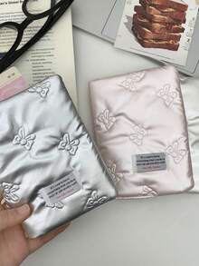 1个蝴蝶结压花女孩旅行护照包，文件收纳保护套，卡包，多功能手提包，柔软面料，可装护照、银行卡、登机牌、身份证、纸币，适合旅行、度假、送朋友