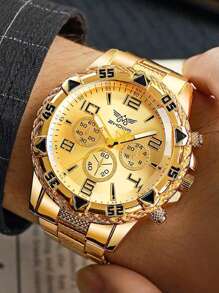 Set de 4 relojes de pareja versátiles y de moda para hombres y mujeres, relojes de cuarzo con correa de acero casual, combinado con set de joyería de pulsera, set de regalo de pareja, adecuado para uso diario, vacaciones, bodas y como regalo