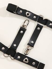 1 Pair Fashionable Heart Lace Adjustable Leg Garter, Casual, Summer New Design, Suitable For Parties, Gatherings, Leisure Activities - Black Love Heart - View 6