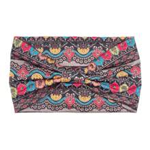 1 Stück Bohemian Stil Frauen Blumen-Muster verdrehtes elastisches Stirnband, breites dehnbares rutschfestes Haartuch für Damen Yoga Make-up Workout, für alle Jahreszeiten, Polyester Faser Turban Stirnband