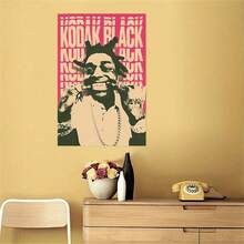 1幅无框现代说唱歌手帆布艺术印刷品 - 无框音乐海报 - 适用于客厅、卧室、办公室装饰 - 帆布 - 送给音乐爱好者和嘻哈乐迷的完美礼物，房间装饰美学，房间装饰用品，帆布墙艺术，卧室装饰。 - 彩色 - 查看 9