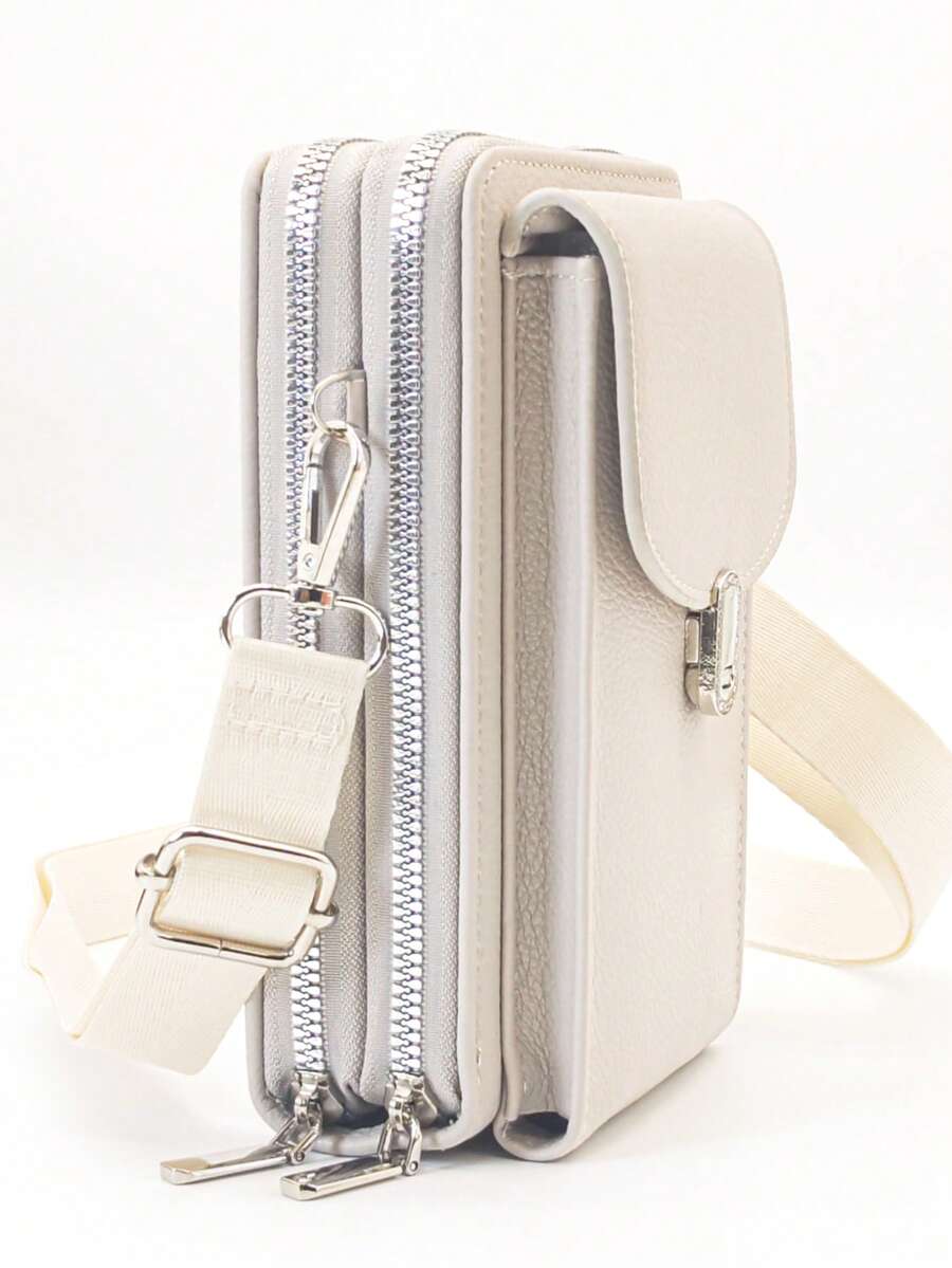 新款斜挎包，多功能大容量双拉链手机钱包，时尚简约又不失精致柔软，适合休闲、度假和约会等场合。