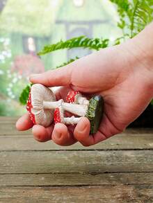 1 pieza de decoración de ornamento de resina con simulación de pequeña flor carnosa en forma de hongo para maceta, jardín, patio, balcón, bonsái y micro paisaje