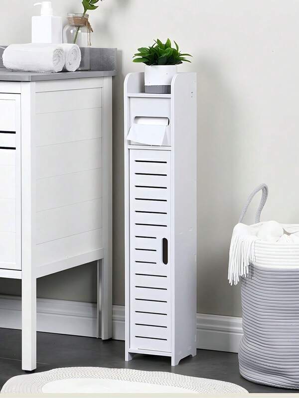 1 Pieza Estante Organizador Baño Sanitario Wc Dos Niveles Con Puerta,Estante de baño, armario lateral de baño, estante de almacenamiento de baño