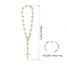 2025 Spring/ Summer New Mother'S Day Gift Women'S Bracelet Luxury And Elegant Style Classic Virgin Mary Cross Metal Pendant Baroque Imitation Pearl Decoration Love Bead Bracelet Fashionable And Unique Eye-Catching Accessories - 均碼 - 查看 3