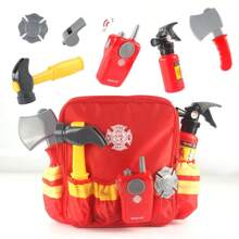 Children Play House Role Play Firefighter Backpack Engineer Tool Bag Parent-Child Interactive Fabric Backpack Outdoor Science Experiment Backpack Adventure Props Police Toy Walkie-Talkie Pistol Educational Toy,Fire Fighter Costume For Kids,Construction Worker Costume,Kids Toy